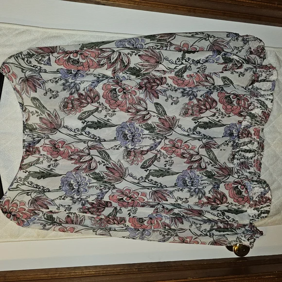 2x AGB Pink and Purple Floral Long Sleeve Blouse Pullover Top Shirt - Picture 2 of 9